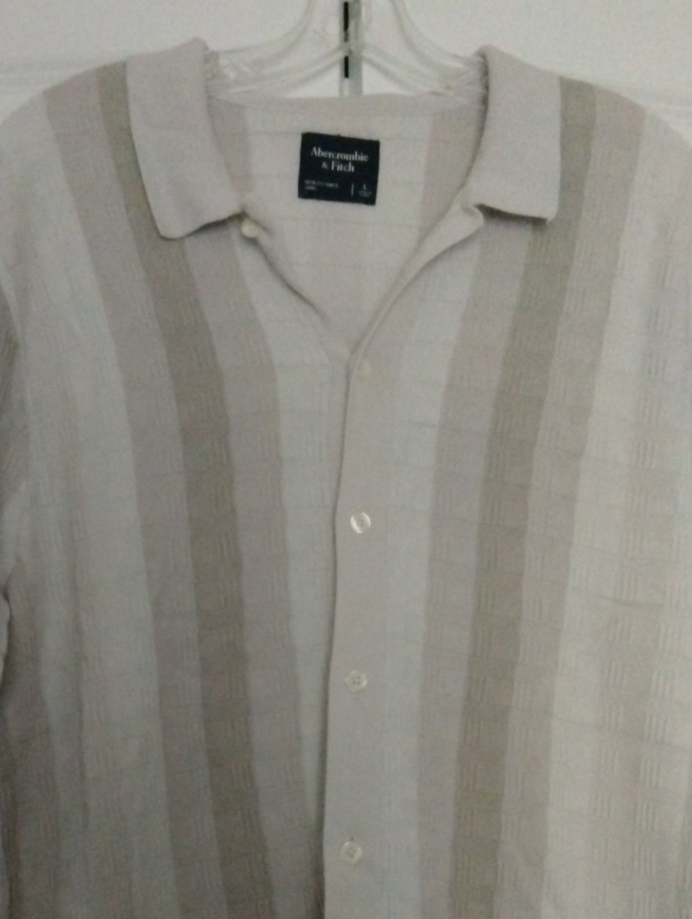 Abercrombie & Fitch Men’s Cream and Beige Striped Button-Down Shirt